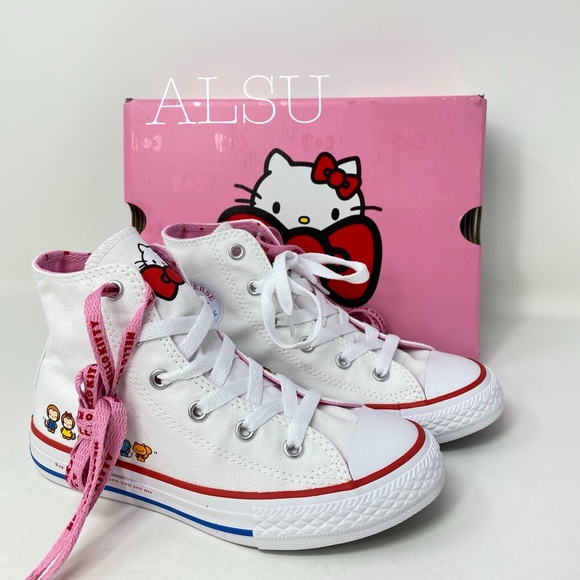 Conv&Hello Kitty Ctas High Top White Pink Kid’s - Picture 6 of 8